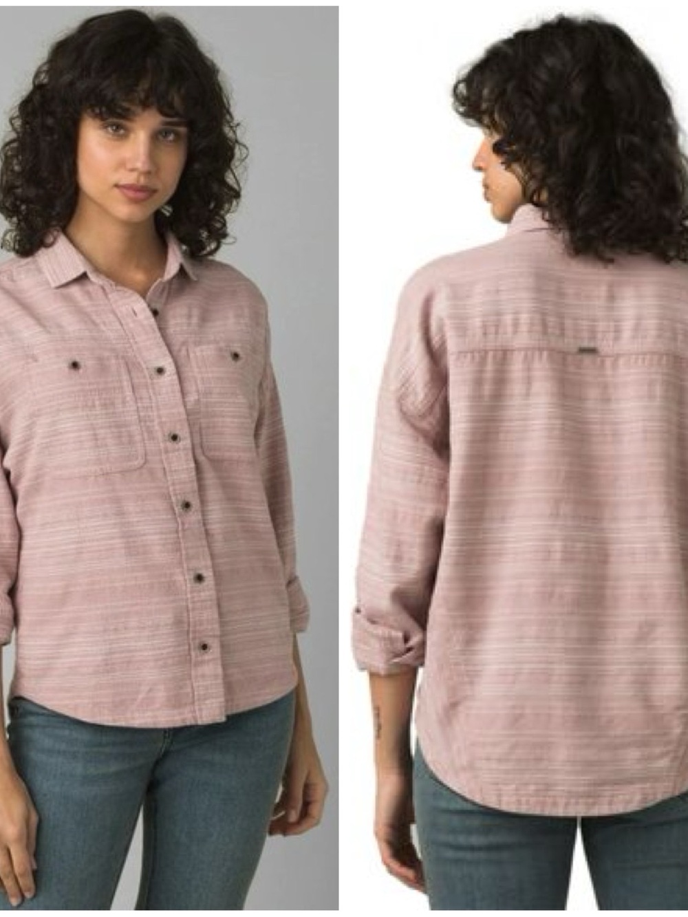 Prana Dyri Button-Down Shirt in Dusty Rose Blouse Top SZ S